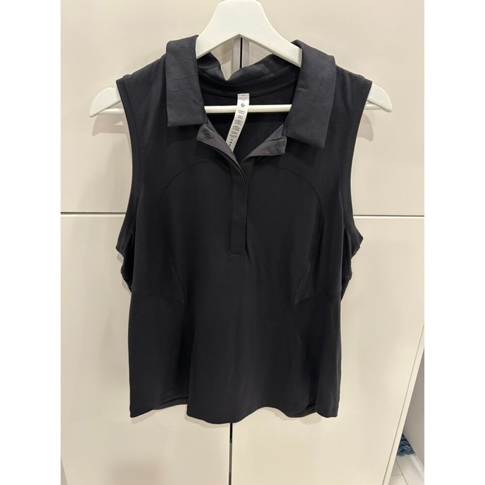 Lululemon Sleeveless Polo Top Black Size 14 Golf Tennis Athletic Quick-Dry NWOT